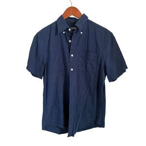 Todd Snyder Navy Short-Sleeve Button-Down Shirt With Pocket Tailored Quality Men